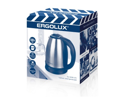 Чайник ERGOLUX ELX-KS05-C72 матово-черный ПРОМО18, 1600Вт, 220-240В, нерж.сталь, 1.8л