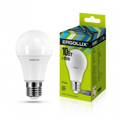 Лампа Ergolux LED-A60-10W-E27-6K ЛОН 172-265V