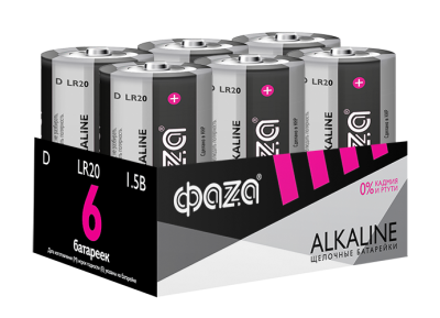Батарейка ФАZA LR20A-P6 Alkaline Pack-6 (6/24)
