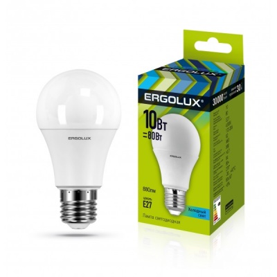 Лампа Ergolux LED-A60-10W-E27-4K ЛОН 172-265V