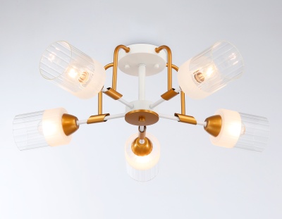 Светильник подвесной TR303323/5 WH/GD/CL/FR белый/золото/прозрачный/белый матовый E27*5 max 60W