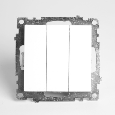 Выключатель (механизм) 3-клавишный, серия Катрин, GLS10-7108-01, белый