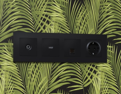 AP8130 Лицевая панель ALFA (Черный матовый) для TV розетки QUANT