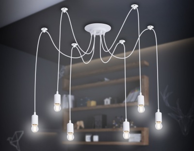 Подвесная люстра в стиле лофт Ambrella TR8177/6 WH белый E27*6 max 40W D630*910