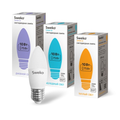 Светодиодная лампа Sweko 42 серия 42LED-C35-10W-230-4000K-E27