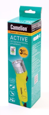 Фонарь CAMELION LED 51534 желтый, LED 3W SEOUL  глуб 30м, 4xLR6, дайв, пласт+алюм., блистер 