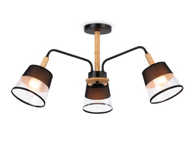 Светильник подвесной Ambrella TR4740/3 BK/LW черный/светлое дерево E27/3 max 40W D760*350