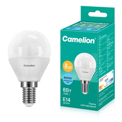 Лампа CAMELION LED8-G45/845/E14 220V 8W (1/10/100)