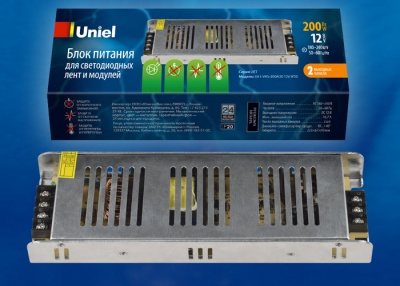 Блок питания UNIEL UET-VAS-200A20 12V IP20, 200Вт Металлический корпус