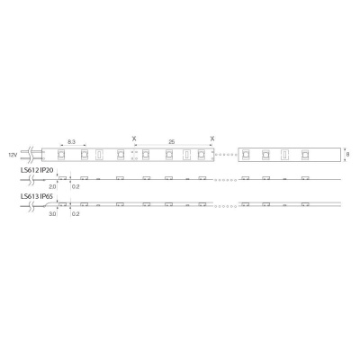 Светодиодная лента FERON LS613/LED-RL 120SMD(3528)/m 9.6W/m 12V 5m белый на белом осн IP65 (шт) (20)