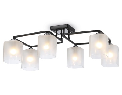 Люстра подвесная Ambrella TR303224/6 BK/CH/FR черный/хром/белый матовый E27*6 max 60W 615*390*220