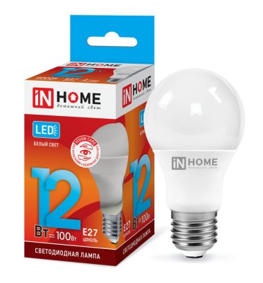 Лампа светодиодная IN HOME LED-A60-VC 12Вт 230В E27 4000K 1080Лм