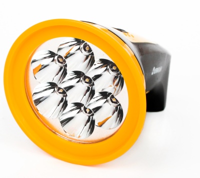 Фонарь ULTRAFLASH LED3807M  (фонарь аккум 220В, черный/желтый, 7 LED, 2 режима, SLA, пластик, (5/60)