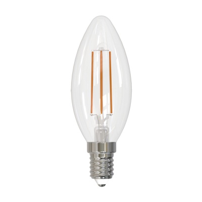 Лампа светодиодная филамент VOLPE LED-C35-7W/3000K/E14/CL/SLF серия Active