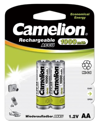 Аккум-р CAMELION AA-1000mAh Ni-Cd BL-2, 1.2B (24/480)