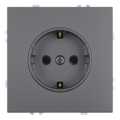 Розетка 1-местная с защитной шторкой с/з (механизм) 250В 16А серия Эмили RST16-5110-10платинов-серый