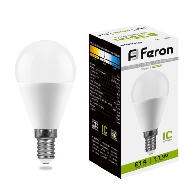 Лампа светодиодная FERON LB-750 11W 230V E14 4000K G45