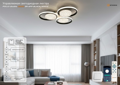 Люстра светодиодная ESTARES POLLO double 100W 3R-APP-550x70-BLACK/WHITE/WHITE-220-IP20
