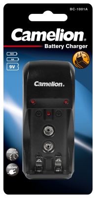 Зарядное устройство CAMELION BC-1001A titanium для 2xАА,AАА или 1х9V, 200mA, складная вилка, таймер