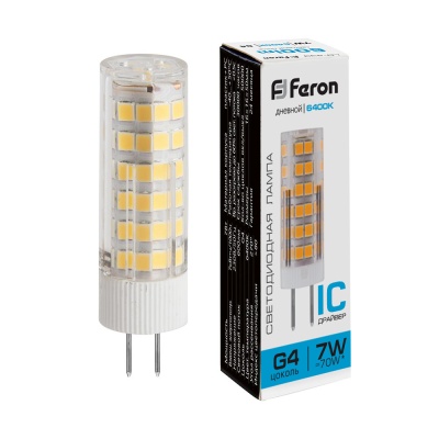 Лампа светодиодная FERON LB-433 7W 230V G4 6400K (500)