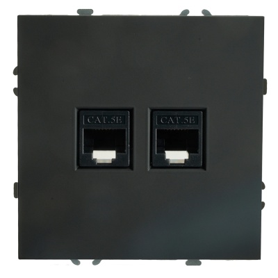 Розетка компьютерная 2-местная RJ-45 (механизм), серия Эмили, RST00-5111-05, черный уголь