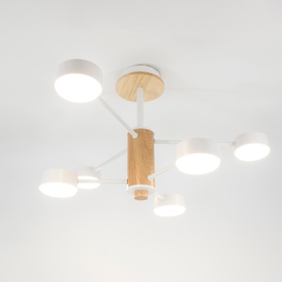 Люстра под лампу GCHL-6GX53-M Белая+Дерево Элизиум