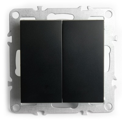 Выключатель (механизм) 2-клавишный, серия Эрна, PSW10-9104-03, черный