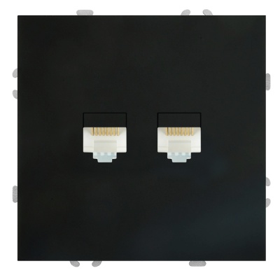Розетка компьютерная 2-местная RJ-45 (механизм), серия Эмили, RST00-5111-05, черный уголь