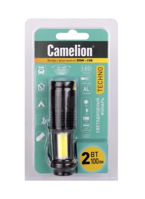Фонарь CAMELION LED51531 черный LED XPE+COB ZOOM 4 реж 1XLR6 алюм. откр. блистер