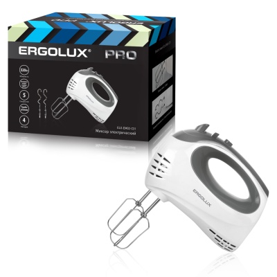 Миксер ручной ERGOLUX ELX-EM02-C31 бело-серый 320Вт, 220-240В 