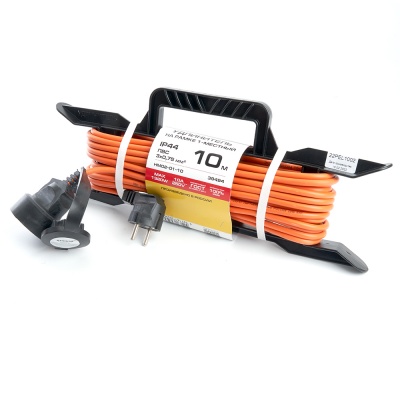 Удлинитель-шнур на рамке 1-местный STEKKER HM02-01-10 с/з, 1 гнездо, 3*0,75, 10м, оранжевый