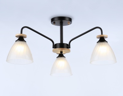 Светильник подвесной TR9564/3 BK/FR черный/белый матовый E27/3 max 40W D620*250