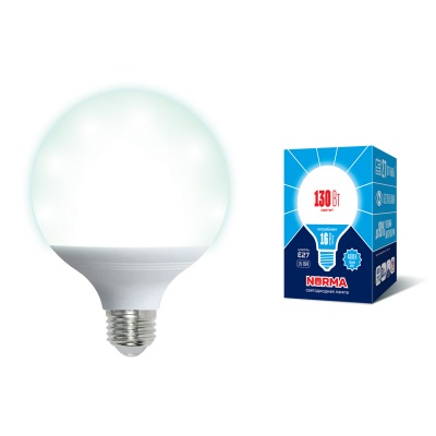Лампа светодиодная Volpe LED-G95-16W/4000K/E27/FR/NR Форма "шар", матовая.Белый свет 4000К