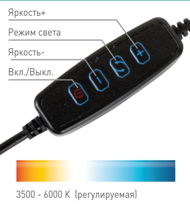 Светильник кольцевой CAMELION KD-810F C02 LED 10Вт, подставка для смартфона, напольн.на штативе