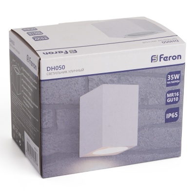 Светильник FERON DH050 230V без лампы GU10, 68*78*100 белый (на стену)