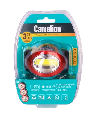 Фонарь CAMELION LED 5382 налобный, черн., COB, 4реж, 3XLR03 в компл, пласт, откр. блист