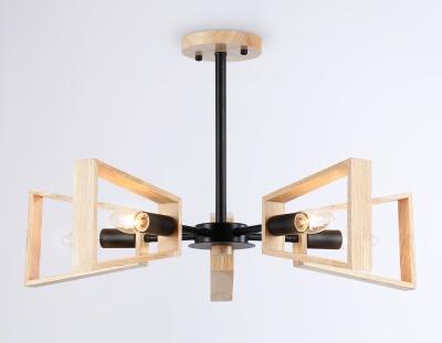 Люстра подвесная Ambrella TR80495/5 BK/LW черный/светлое дерево E14/5 max 60W D620*430