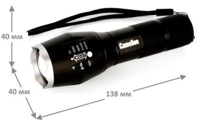 Фонарь CAMELION LED5136 черный LED XML-T6 ZOOM 5 реж 3XLR03 в компл. алюм. откр. блистер