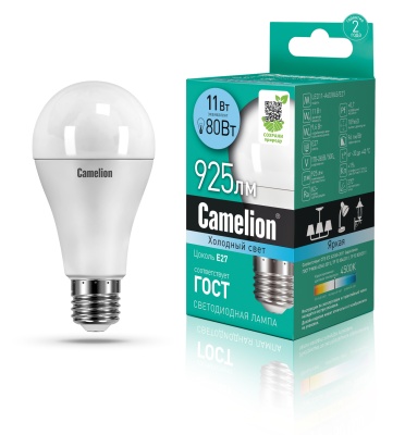 Лампа CAMELION LED11-A60/845/E27 220V 11W (1/10/100)