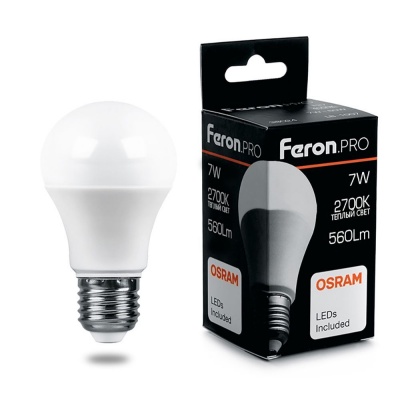 Лампа светодиодная FERON PRO LB-1007 (7W) 230V E27 2700K A60 