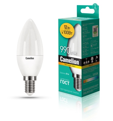 Лампа CAMELION LED12-C35/830/E14 220V 12W ()