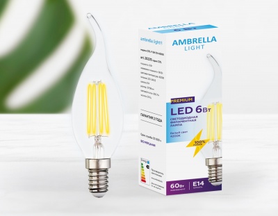 Лампа Ambrella Filament LED C37L-F 6W E14 4200K