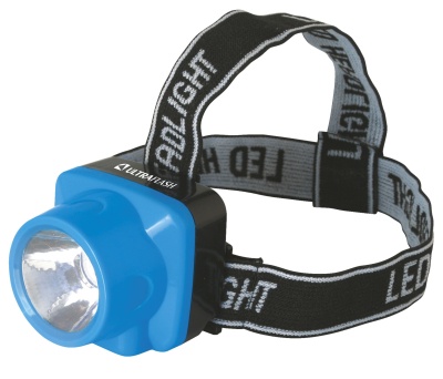 Фонарь ULTRAFLASH LED5374 налобный аккум 220В, голубой, 0.4 Ватт  LED, 1 реж, пласт, бокс (1/10/120)