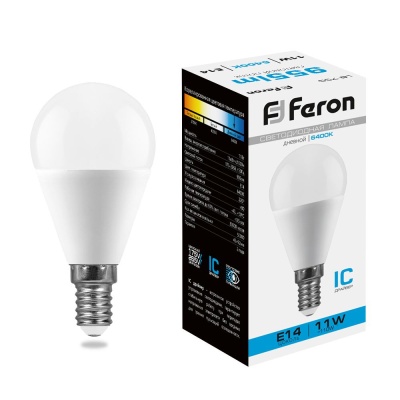 Лампа светодиодная FERON LB-750 11W 230V E14 6400K G45