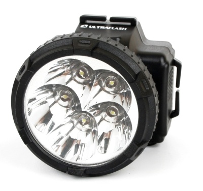 Фонарь ULTRAFLASH LED5365 налобный аккум., черный 5LED 2режима, пластик (1/90)