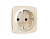 OP3070 Лицевая панель OMEGA (Бежевый глянец) для электрической розетки с/з со шторками QUANT