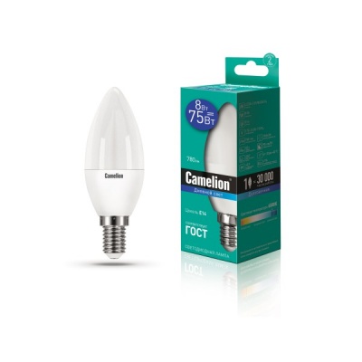 Лампа CAMELION LED8-С35/865/E14 220V 8W (1/10/100)