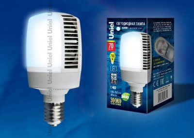 Лампа светодиодная UNIEL LED-M105-70W/DW/E40/FR ALV02WH 6500K матовая, cерия Venturo