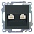 Розетка компьютерная 2-местная RJ-45 (механизм), серия Катрин, GLS00-7109-05, черный