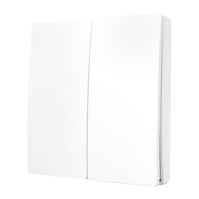 Выключатель беспроводной, накладной, двухклавишный, белый